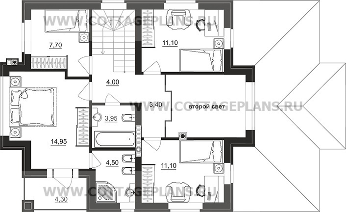 Поэтажные планы проект дома 101-44 общ. площадь 204,70 м2