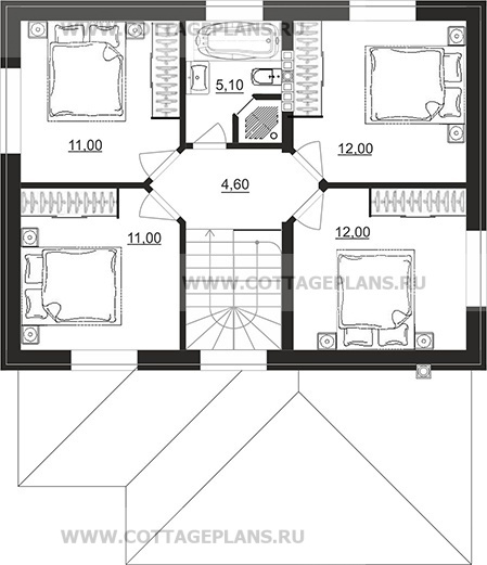 Поэтажные планы проект дома 204-76 общ. площадь 108,05 м2