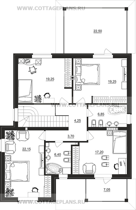 Поэтажные планы проект дома 16-52 общ. площадь 194,25 м2