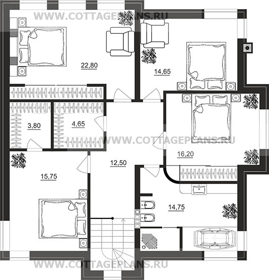 Поэтажные планы проект дома 104-56 общ. площадь 194,00 м2