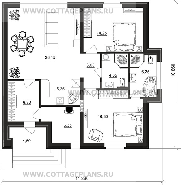 Поэтажные планы проект дома 07-90 общ. площадь 91,45 м2