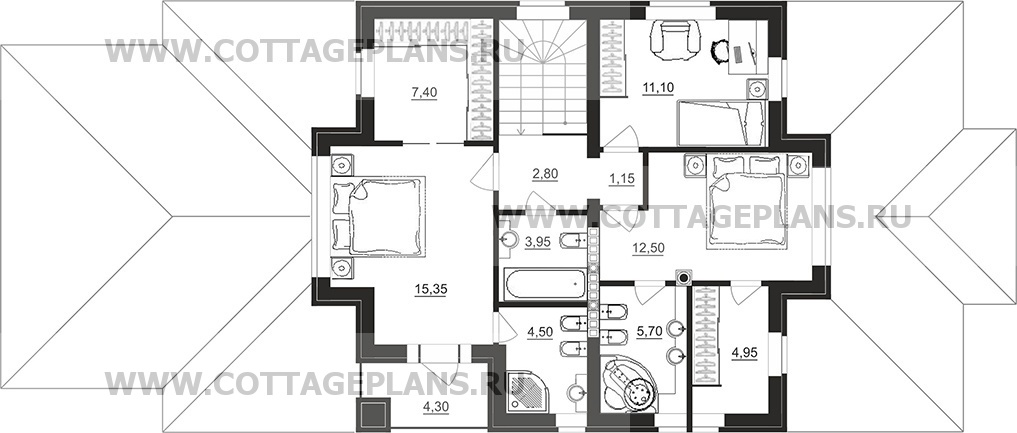 Поэтажные планы проект дома 71-90 общ. площадь 262,35 м2