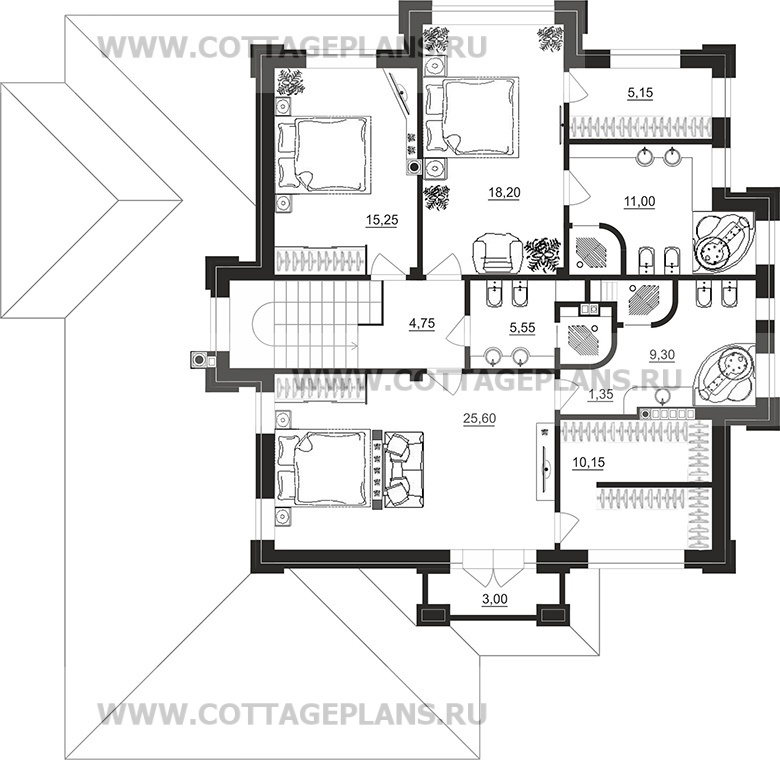 Поэтажные планы проект дома 100-97 общ. площадь 249,15 м2