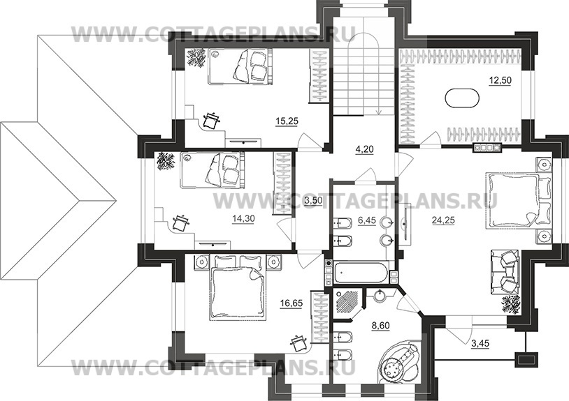 Поэтажные планы проект дома 200-79 общ. площадь 213,40 м2
