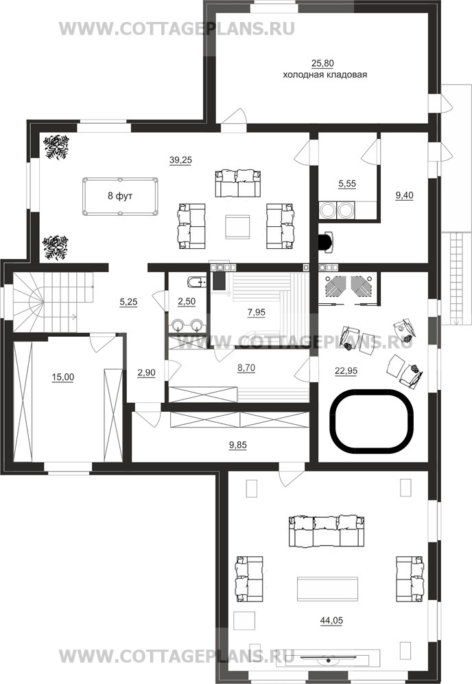 Поэтажные планы проект дома 17-61 общ. площадь 484,40 м2