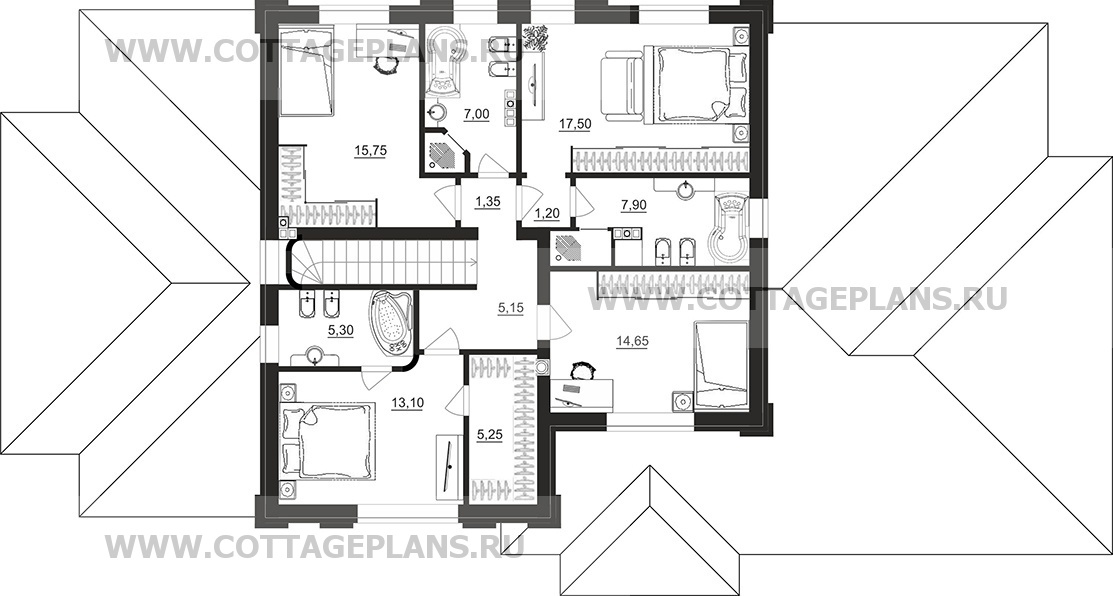 Поэтажные планы проект дома 204-41 общ. площадь 262,15 м2