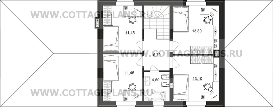 Поэтажные планы проект дома 204-49 общ. площадь 180,60 м2