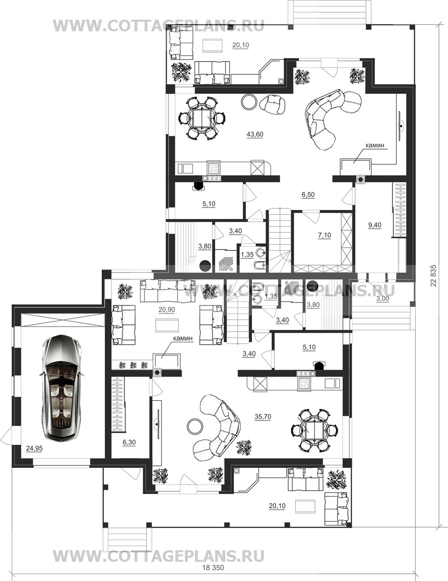 Поэтажные планы проект дома 18-04 общ. площадь 334,85 м2