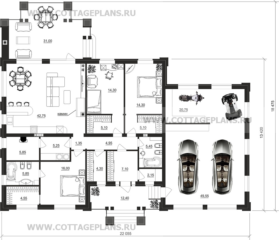Поэтажные планы проект дома 90-75 общ. площадь 214,75 м2