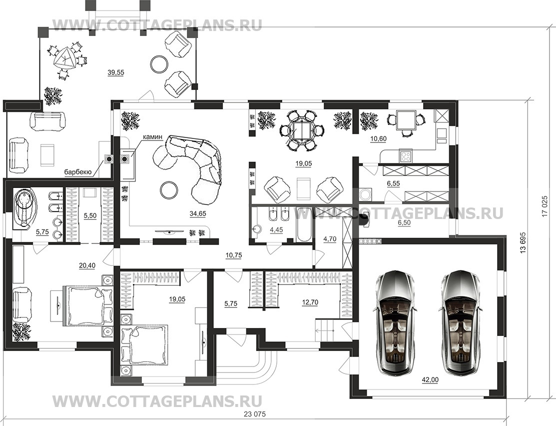 Поэтажные планы проект дома 07-23 общ. площадь 206,75 м2