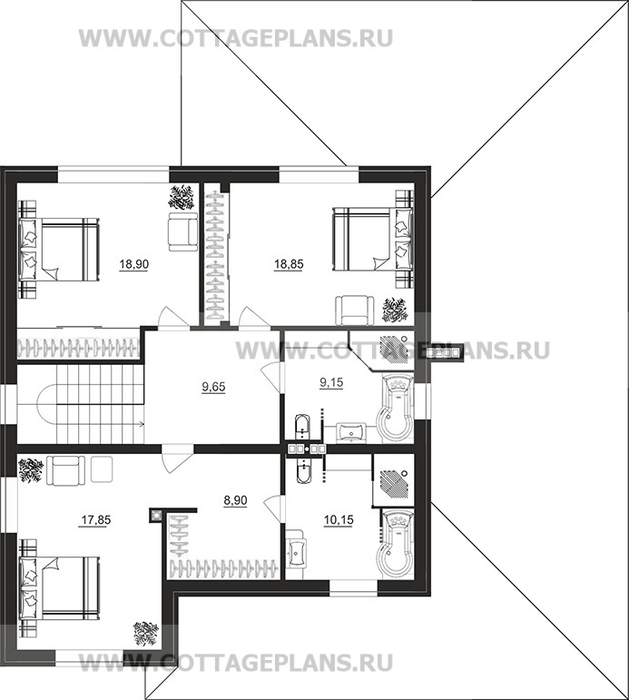 Поэтажные планы проект дома 206-99 общ. площадь 231,35 м2