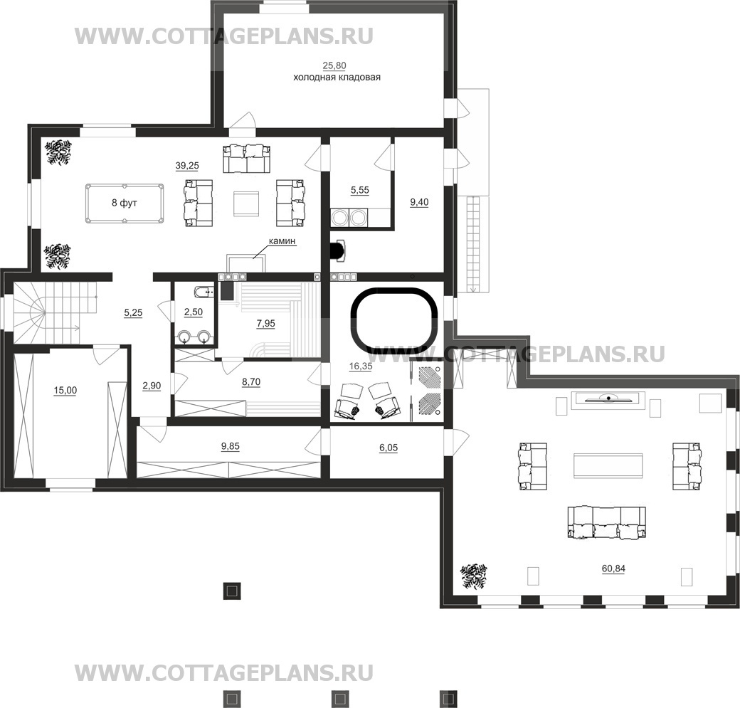 Поэтажные планы проект дома 24-75 общ. площадь 517,95 м2