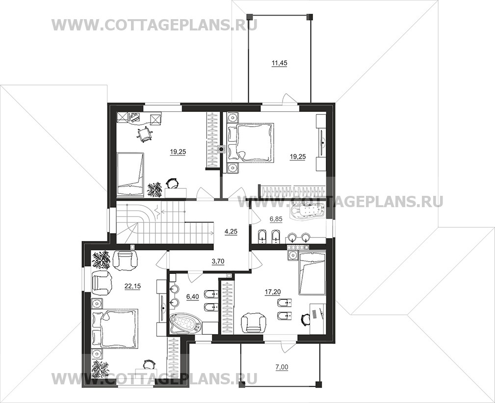 Поэтажные планы проект дома 22-98 общ. площадь 340,50 м2