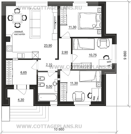 Поэтажные планы проект дома 90-89 общ. площадь 73,45 м2
