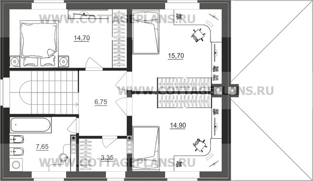 Поэтажные планы проект дома 93-42 общ. площадь 213,10 м2