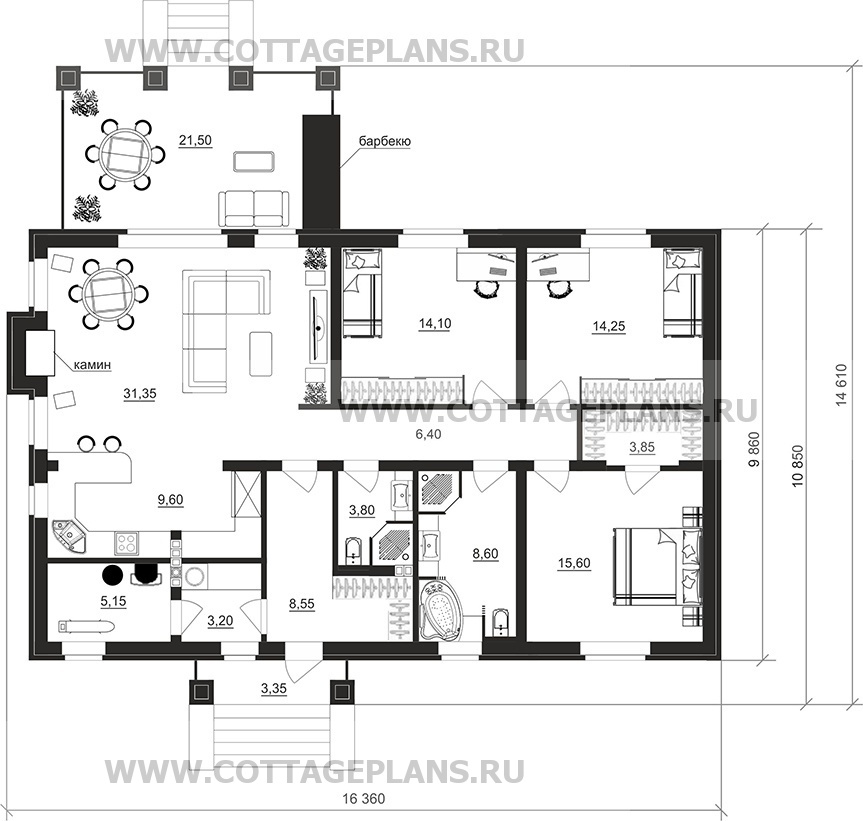 Поэтажные планы проект дома 902-33 общ. площадь 124,00м2