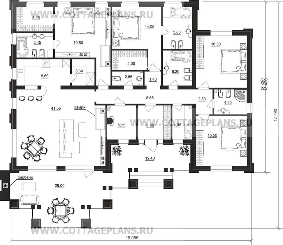Поэтажные планы проект дома 702-49 общ. площадь 182,20 м2