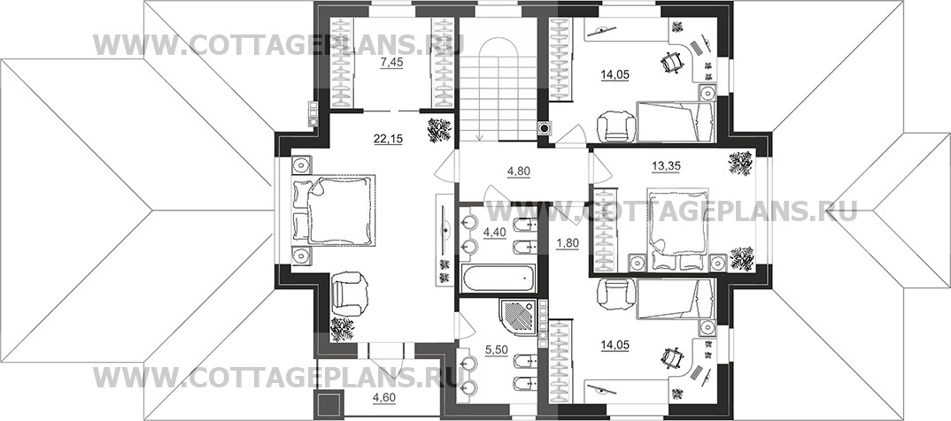 Поэтажные планы проект дома 74-93 общ. площадь 225,60 м2