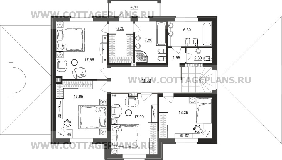 Поэтажные планы проект дома 93-17 общ. площадь 340,15 м2
