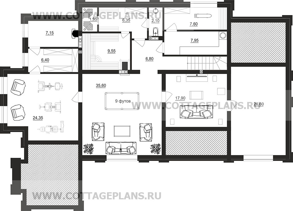 Поэтажные планы проект дома 103-48 общ. площадь 412,25 м2