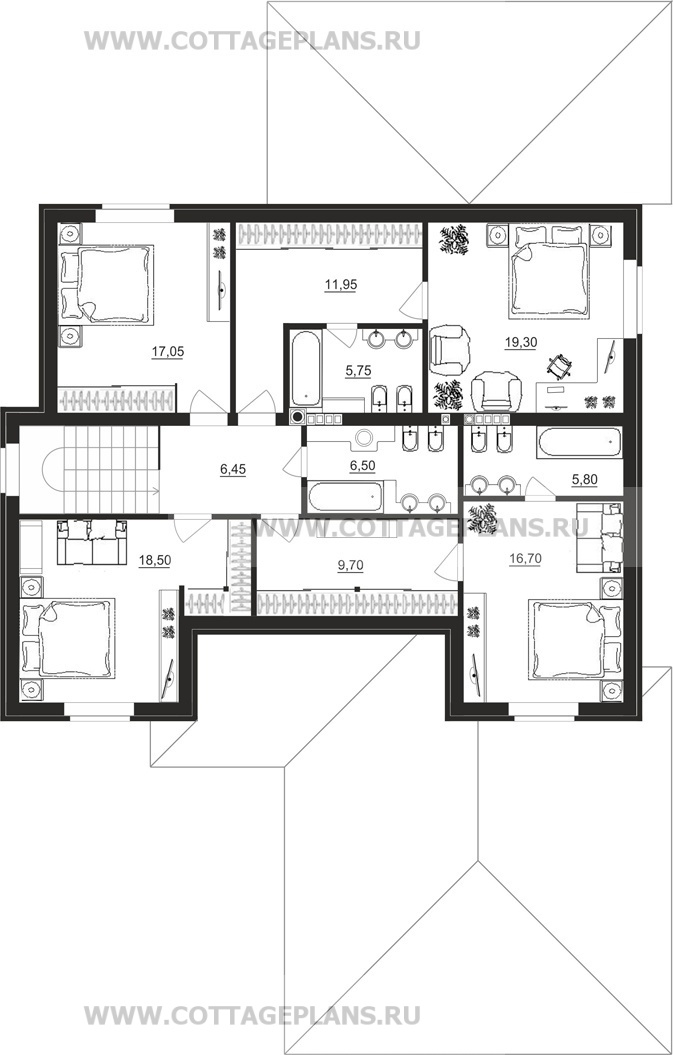 Поэтажные планы проект дома 83-59 общ. площадь 286,25 м2