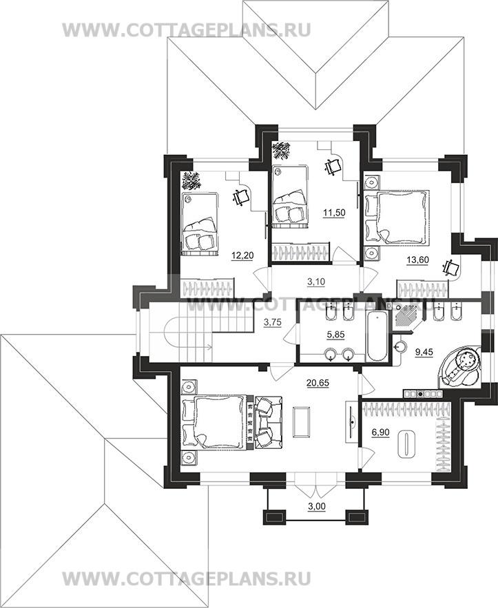 Поэтажные планы проект дома 100-90 общ. площадь 201,50 м2