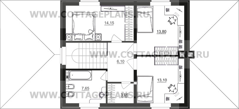 Поэтажные планы проект дома 94-43 общ. площадь 140,35 м2
