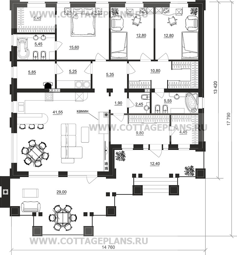 Поэтажные планы проект дома 90-81 общ. площадь 144,45 м2