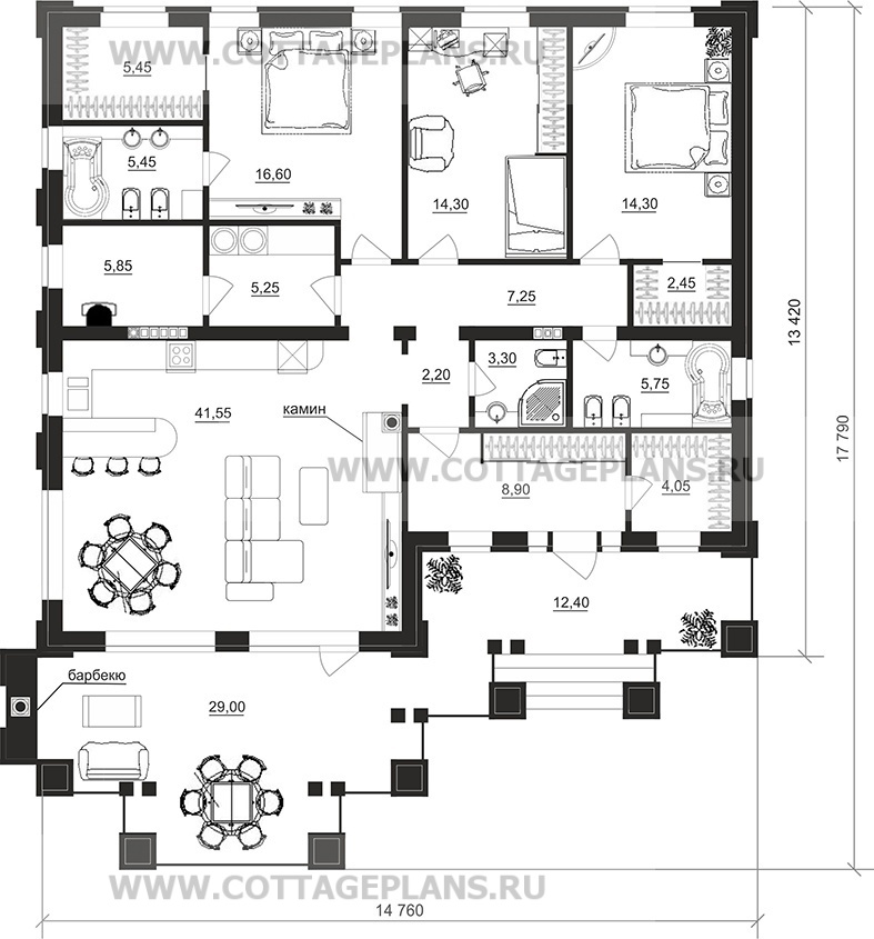 Поэтажные планы проект дома 900-01 общ. площадь 144,45 м2