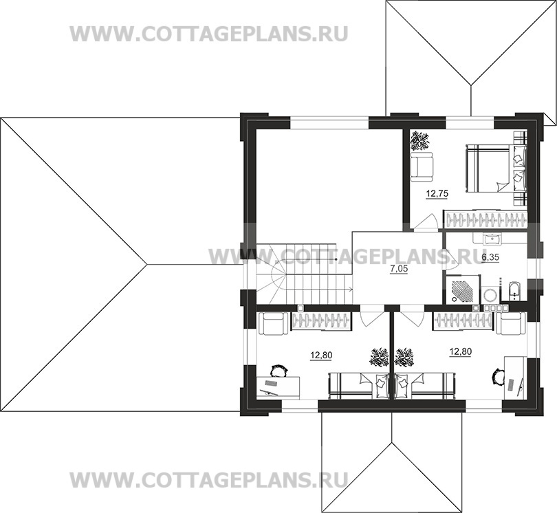 Поэтажные планы проект дома 206-52 общ. площадь 173,65м2