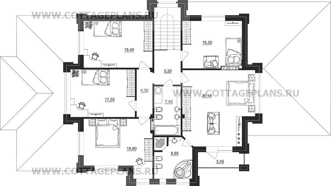 Поэтажные планы проект дома 200-89 общ. площадь 287,40 м2