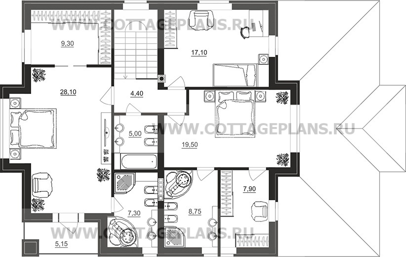 Поэтажные планы проект дома 29-81 общ. площадь 213,40 м2