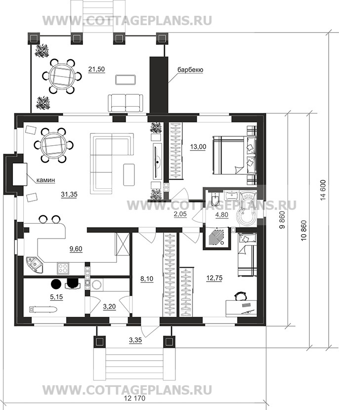 Поэтажные планы проект дома 700-57 общ. площадь 90,90м2