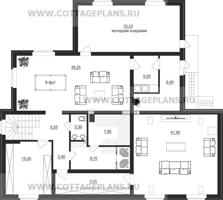 Поэтажные планы проект дома 17-54 общ. площадь 392,75 м2