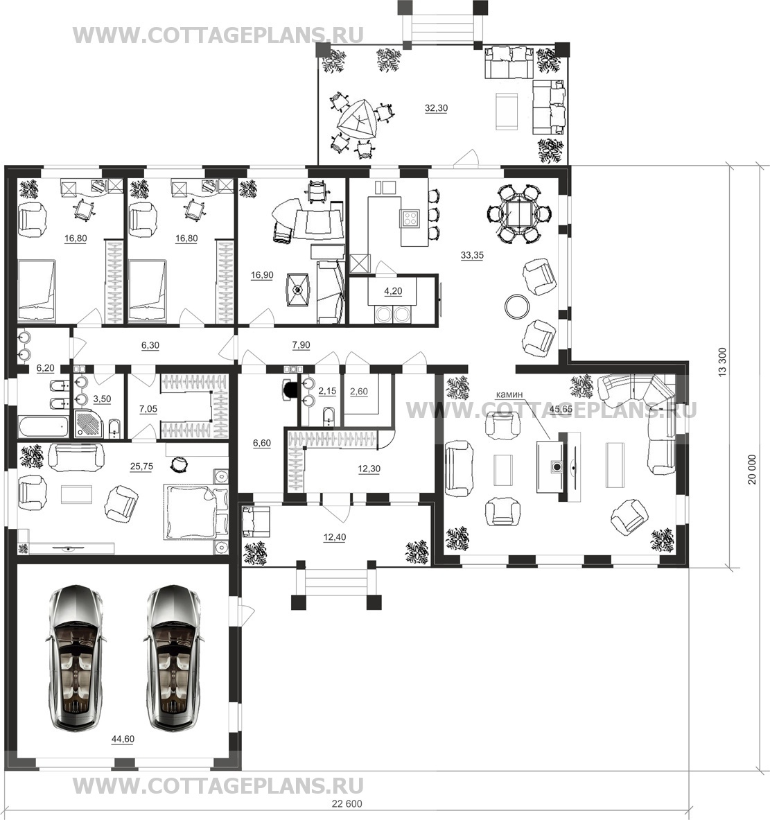 Поэтажные планы проект дома 07-05 общ. площадь 258,65 м2