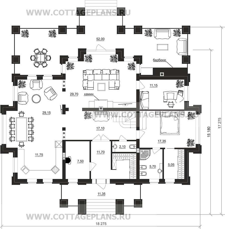 Поэтажные планы проект дома 102-15 общ. площадь 306,00 м2