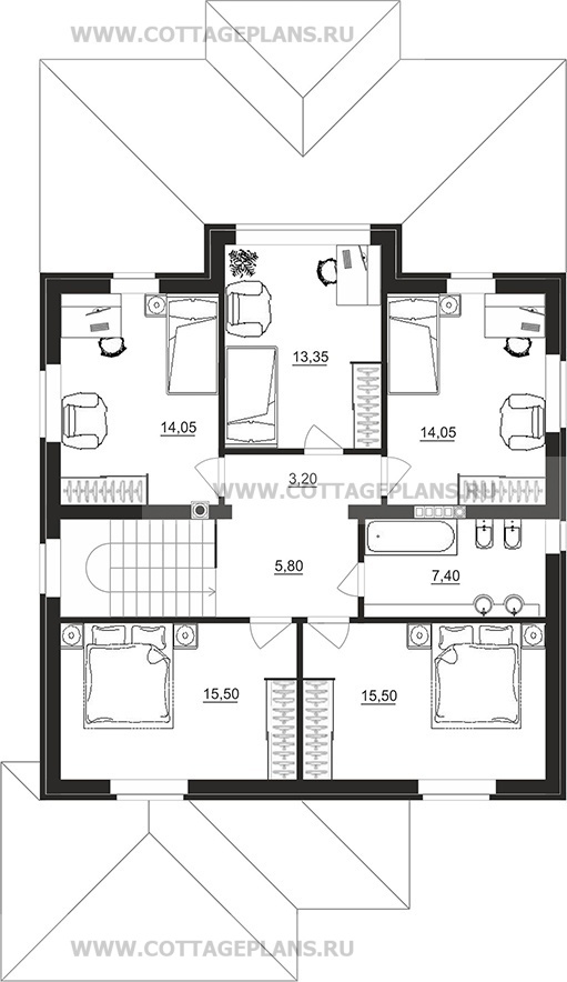 Поэтажные планы проект дома 93-65 общ. площадь 260,55 м2
