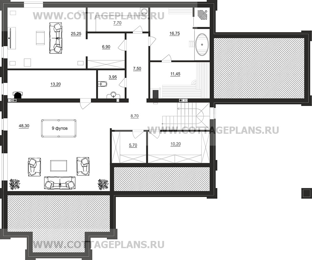Поэтажные планы проект дома 28-61 общ. площадь 362,15 м2