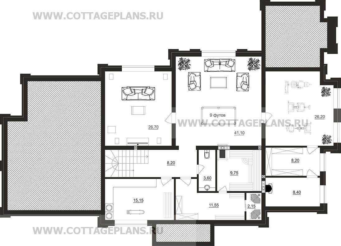 Поэтажные планы проект дома 105-03 общ. площадь 530,90 м2