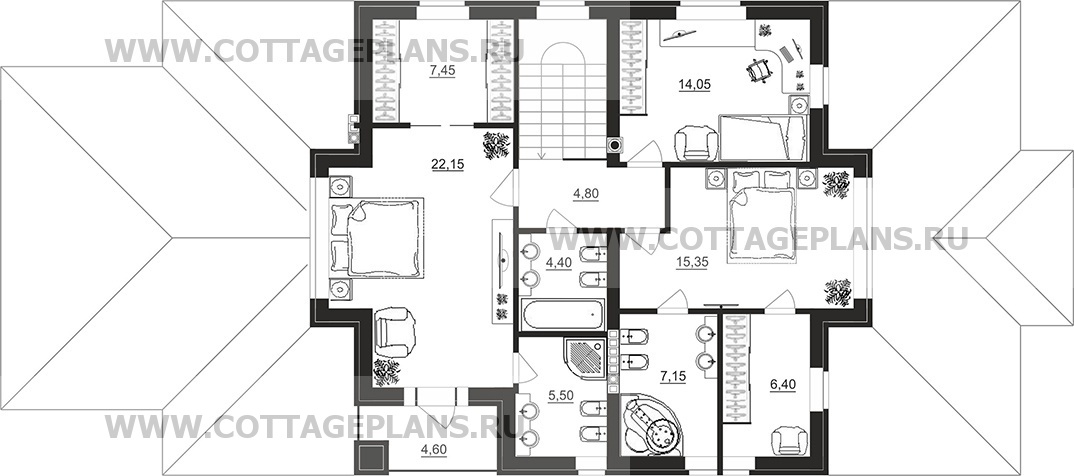 Поэтажные планы проект дома 74-93 общ. площадь 225,60 м2