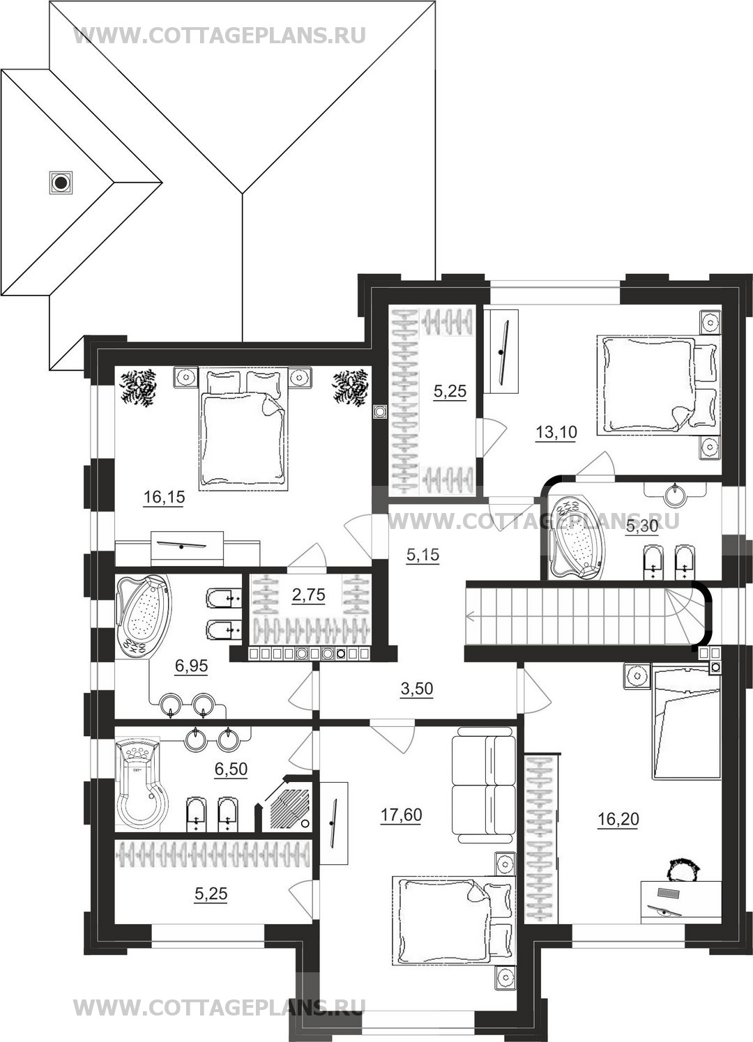 Поэтажные планы проект дома 205-23 общ. площадь 309,60 м2