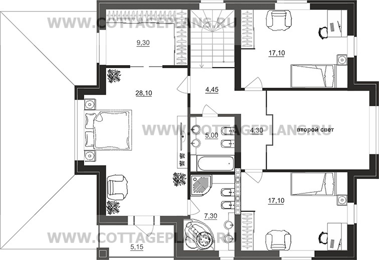 Поэтажные планы проект дома 75-66 общ. площадь 216,35 м2