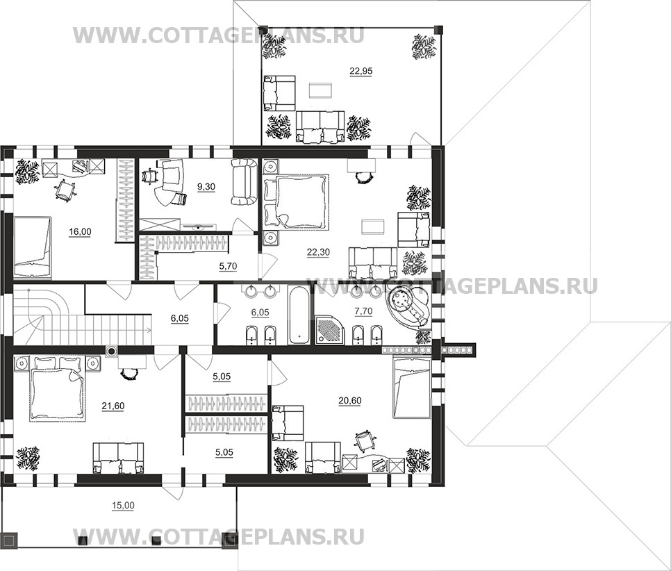 Поэтажные планы проект дома 87-42 общ. площадь 544,20 м2