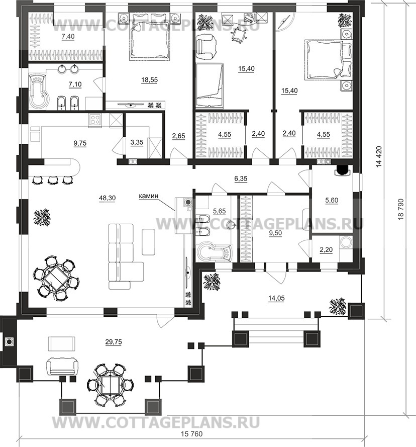 Поэтажные планы проект дома 700-02 общ. площадь 169,00 м2