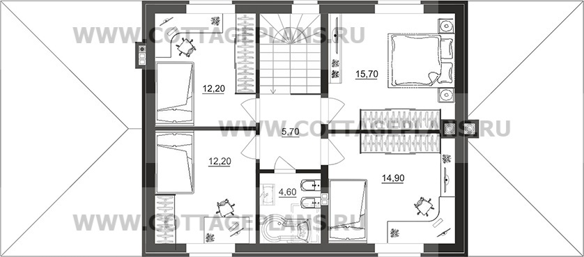Поэтажные планы проект дома 95-44 общ. площадь 151,45 м2