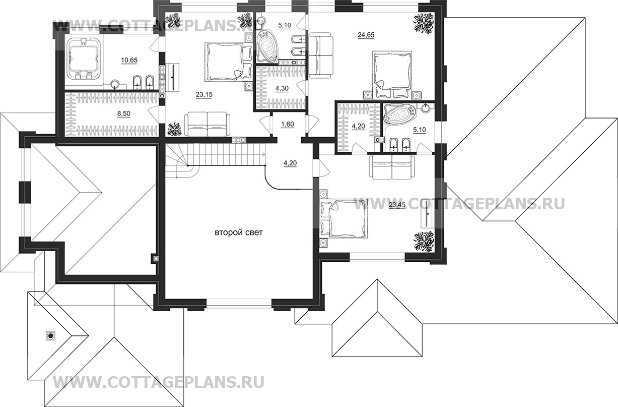 Поэтажные планы проект дома 103-41 общ. площадь 561,1 м2
