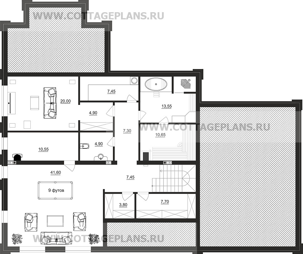 Поэтажные планы проект дома 08-76 общ. площадь 351,15 м2