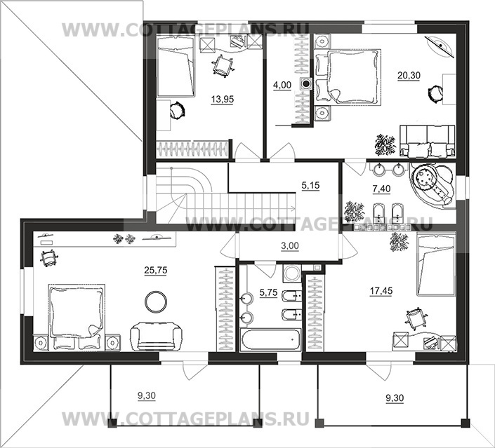 Поэтажные планы проект дома 76-01 общ. площадь 327,75 м2