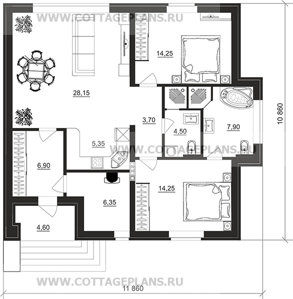 Поэтажные планы проект дома 27-90 общ. площадь 91,45 м2