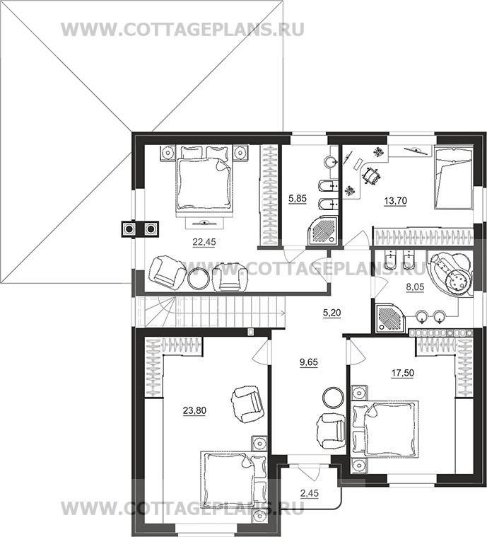 Поэтажные планы проект дома 76-21 общ. площадь 295,25 м2